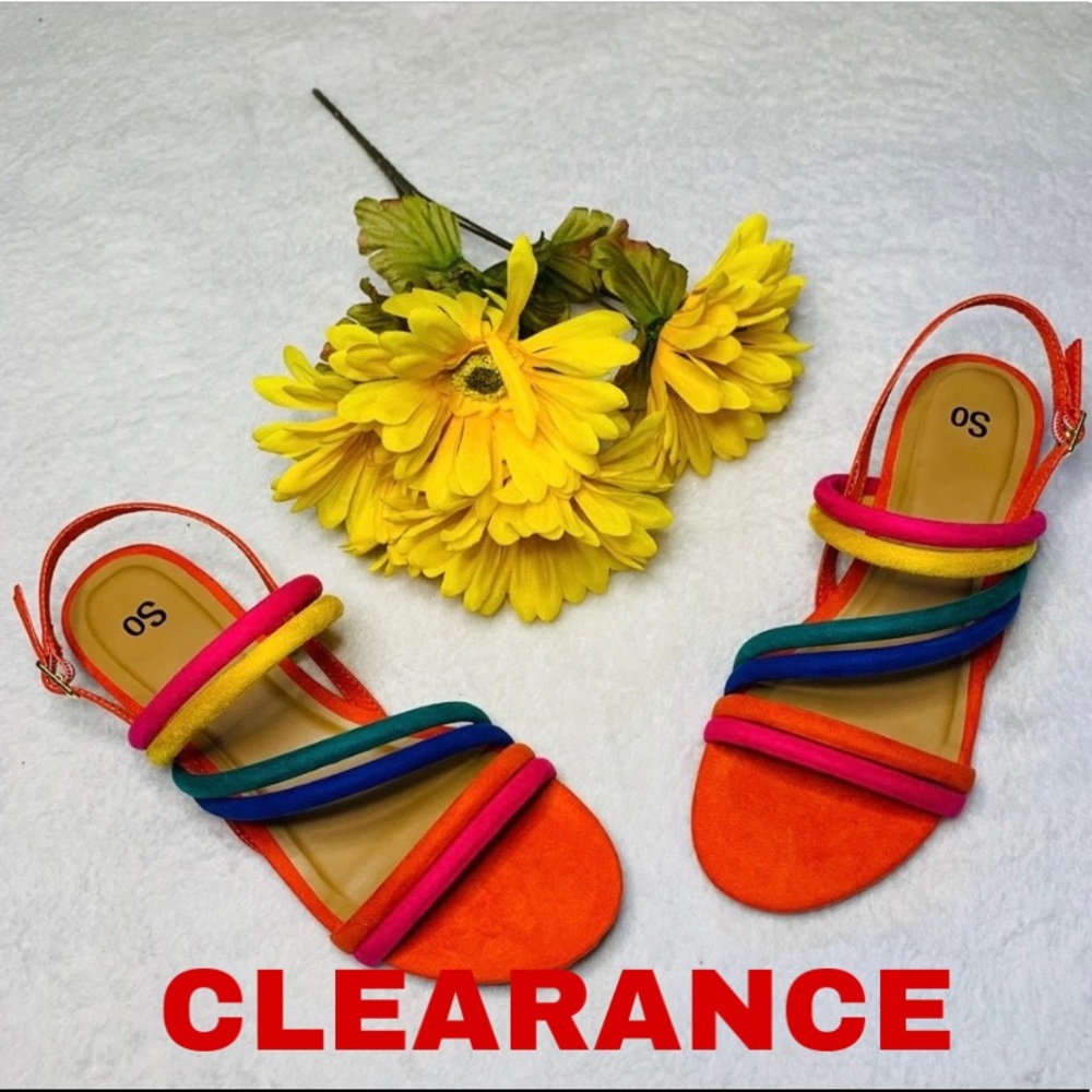 SO Firebrick Strappy Heel Rainbow Sandals